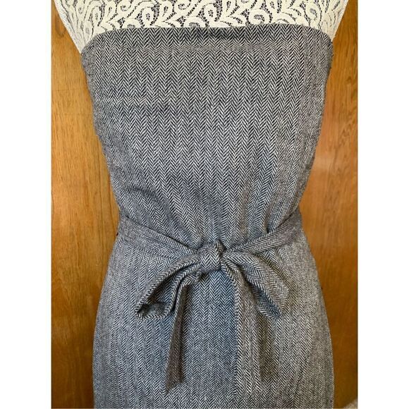 Mango Strapless Wool Blend Mini Herringbone Print Dress Gray Size 6‎ - Picture 4 of 12